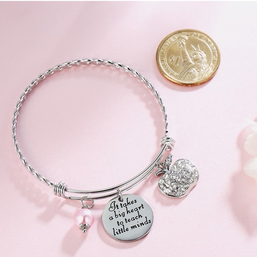 Silver Charm Bracelet for Teacher